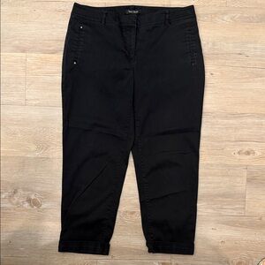 White House Black Market Black Cropped Capri Pants with Cuffed Hem